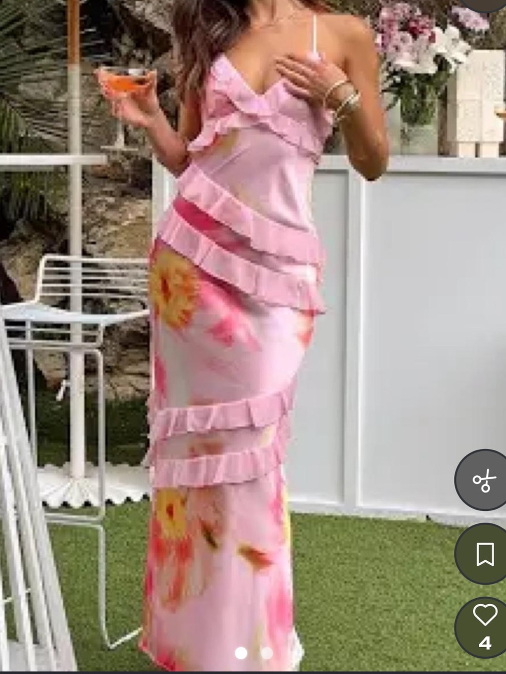 Beginning Boutique Pink Floral Ruffle Maxi Skirt Dress